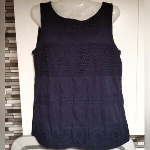 Talbots Eyelet Sleeveless Blouse Sz-M